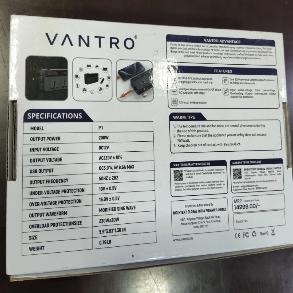 Vantro Smart Power Inverter Model P1